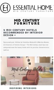 Essential Home - 4 Mid Century Hotels Recommended By Interior Design +